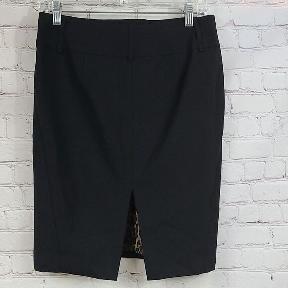 Express Leopard Lined Pencil Skirt Solid Black Size 2 Office Wear Straight - Picture 4 of 8